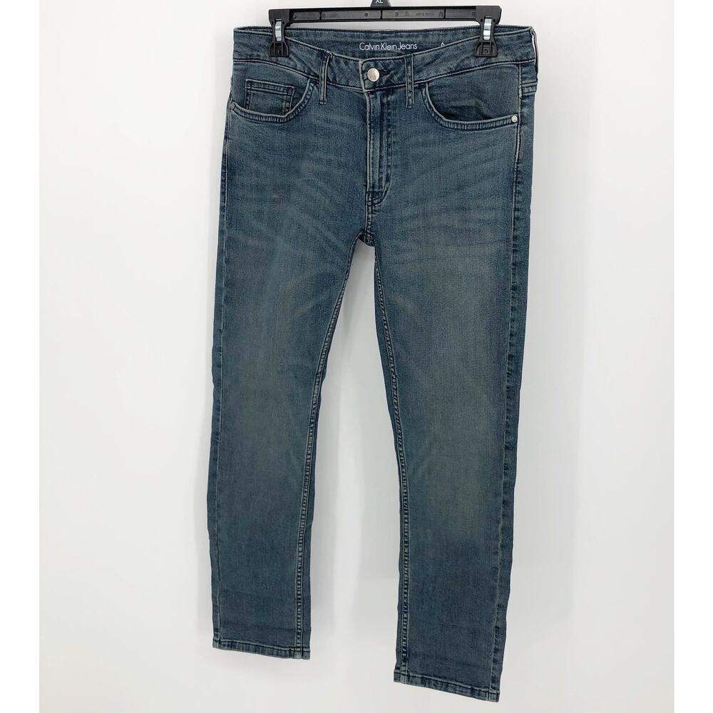Calvin Klein Womens Slim Boyfriend Jeans Size 6 Blue Stretch Denim